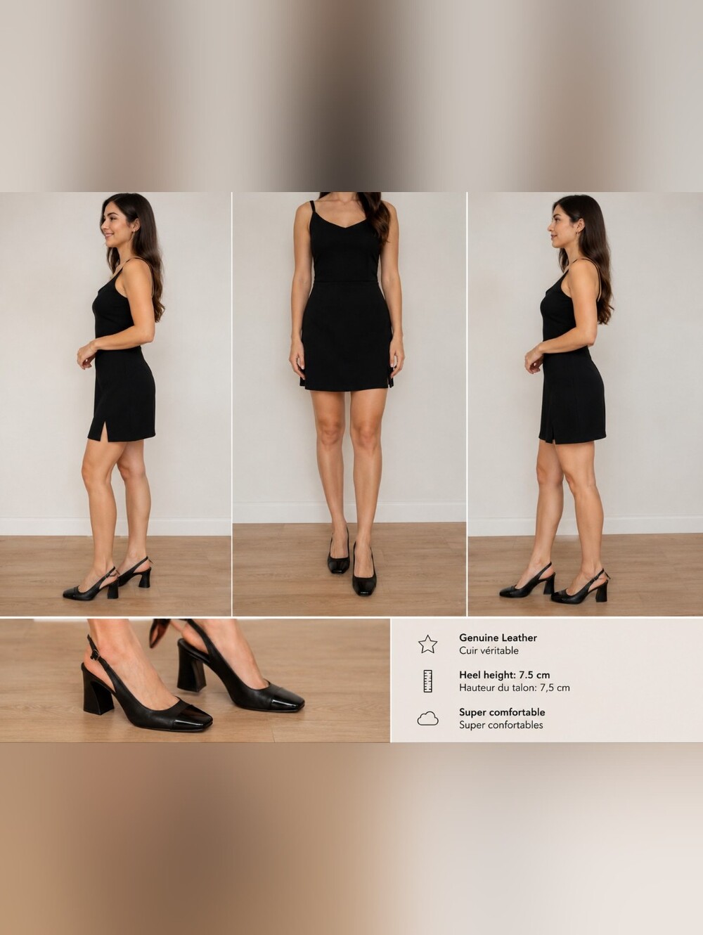 ✨️ Wishbone Genuine Leather Slingback Heels. 6M